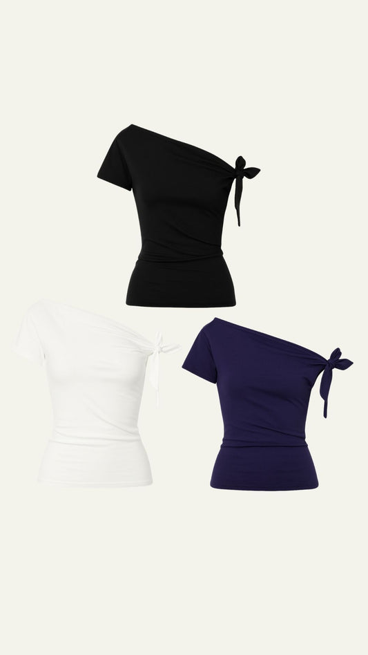 bow half shoulder top