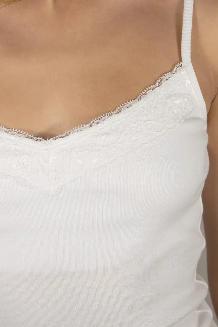 SUBDUED LACE Tank Top CN07Y- WHITE