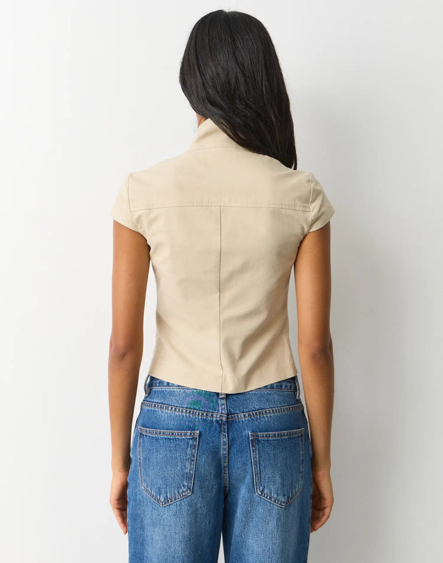 GLASSONS Funnel Neck Button Up Blouse