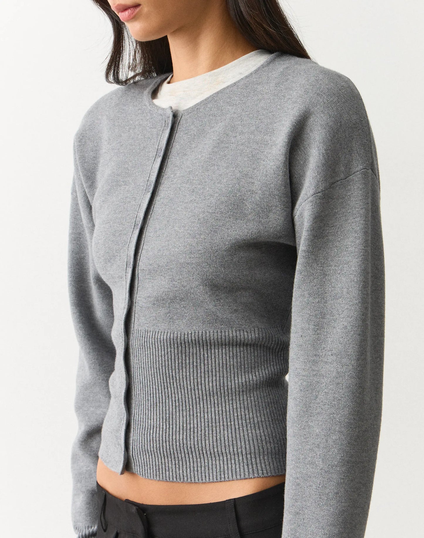 Glassons Rib Waist Knit Cardigan