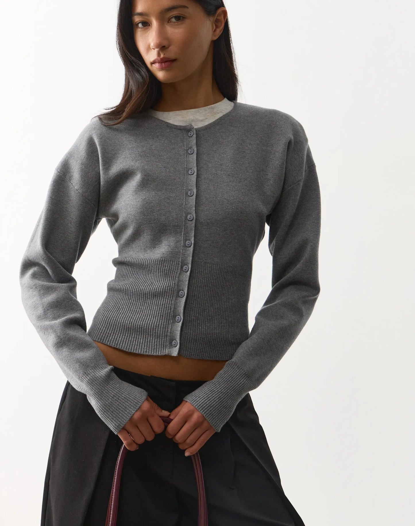 Glassons Rib Waist Knit Cardigan