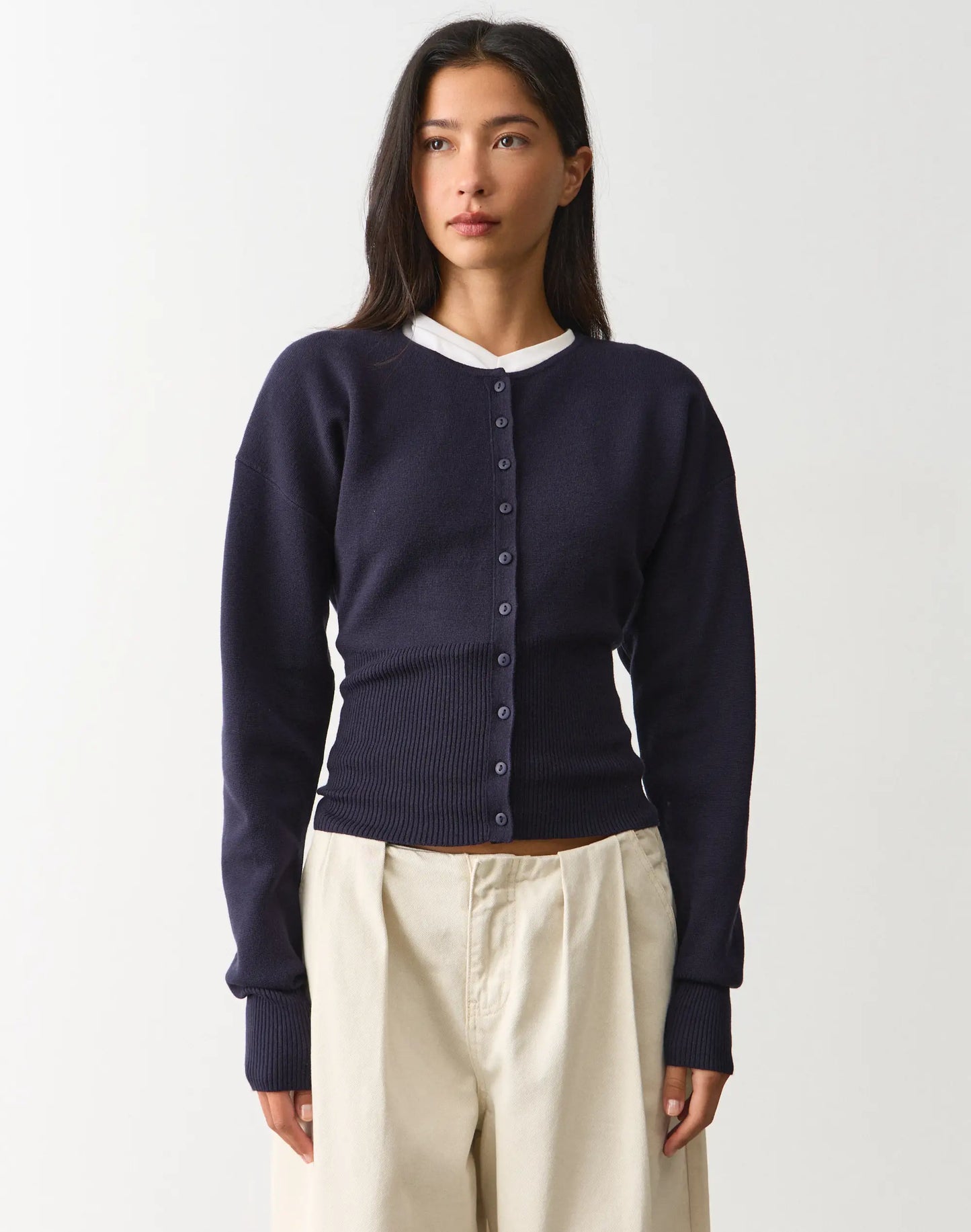 Glassons Rib Waist Knit Cardigan