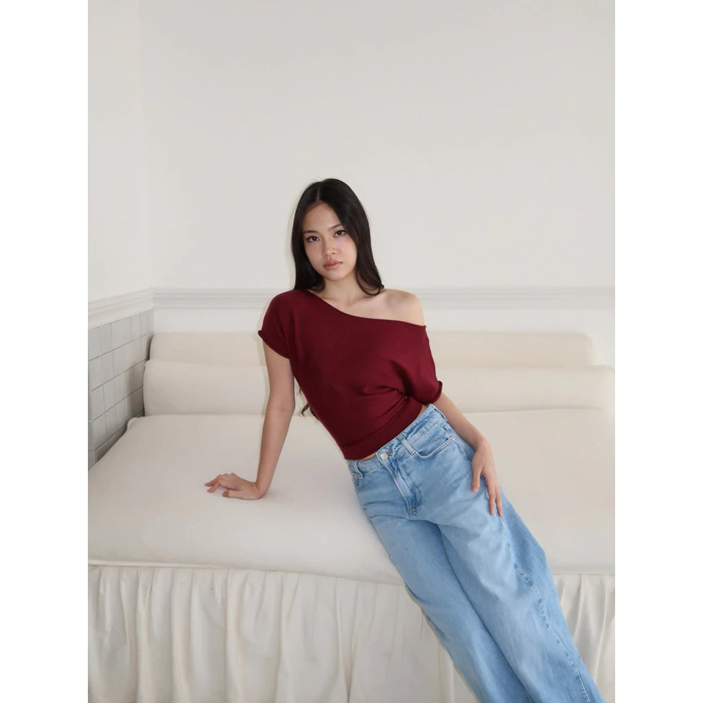 NUDETHELABEL BOATNECK KNIT TOP