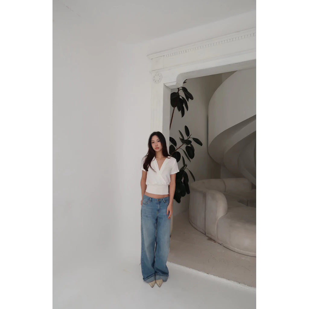 MAISON CHER Katun Odette Bubble V-Neck