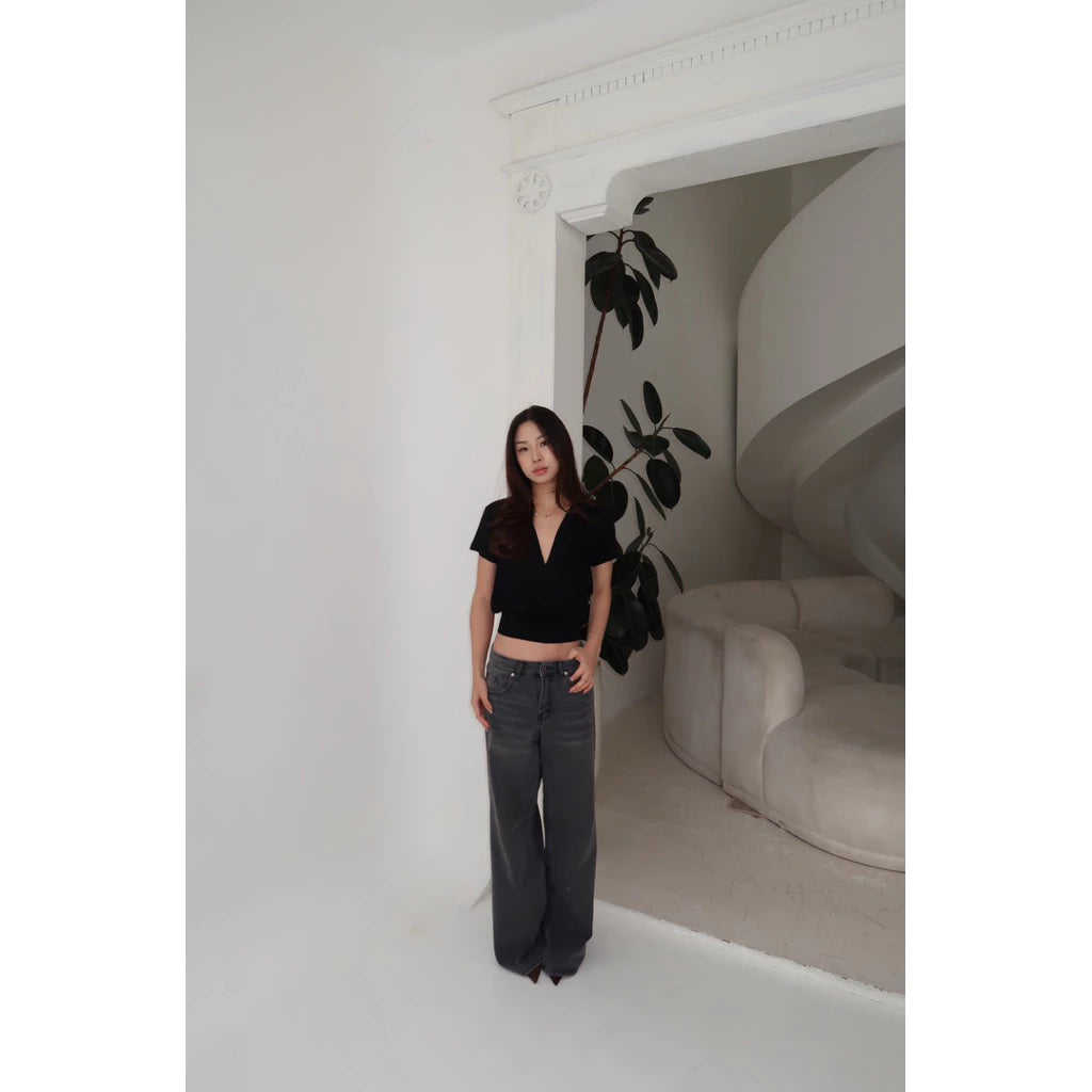 MAISON CHER Katun Odette Bubble V-Neck