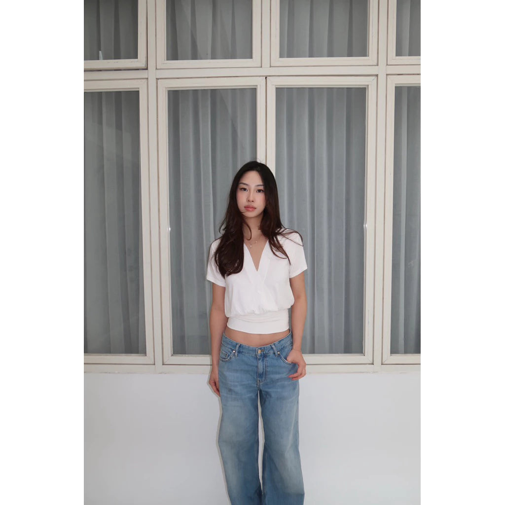 MAISON CHER Katun Odette Bubble V-Neck