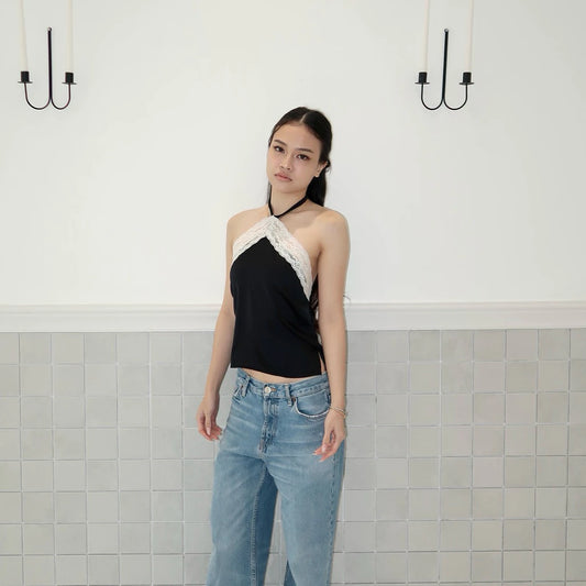CIAO HALTER LACE TOP