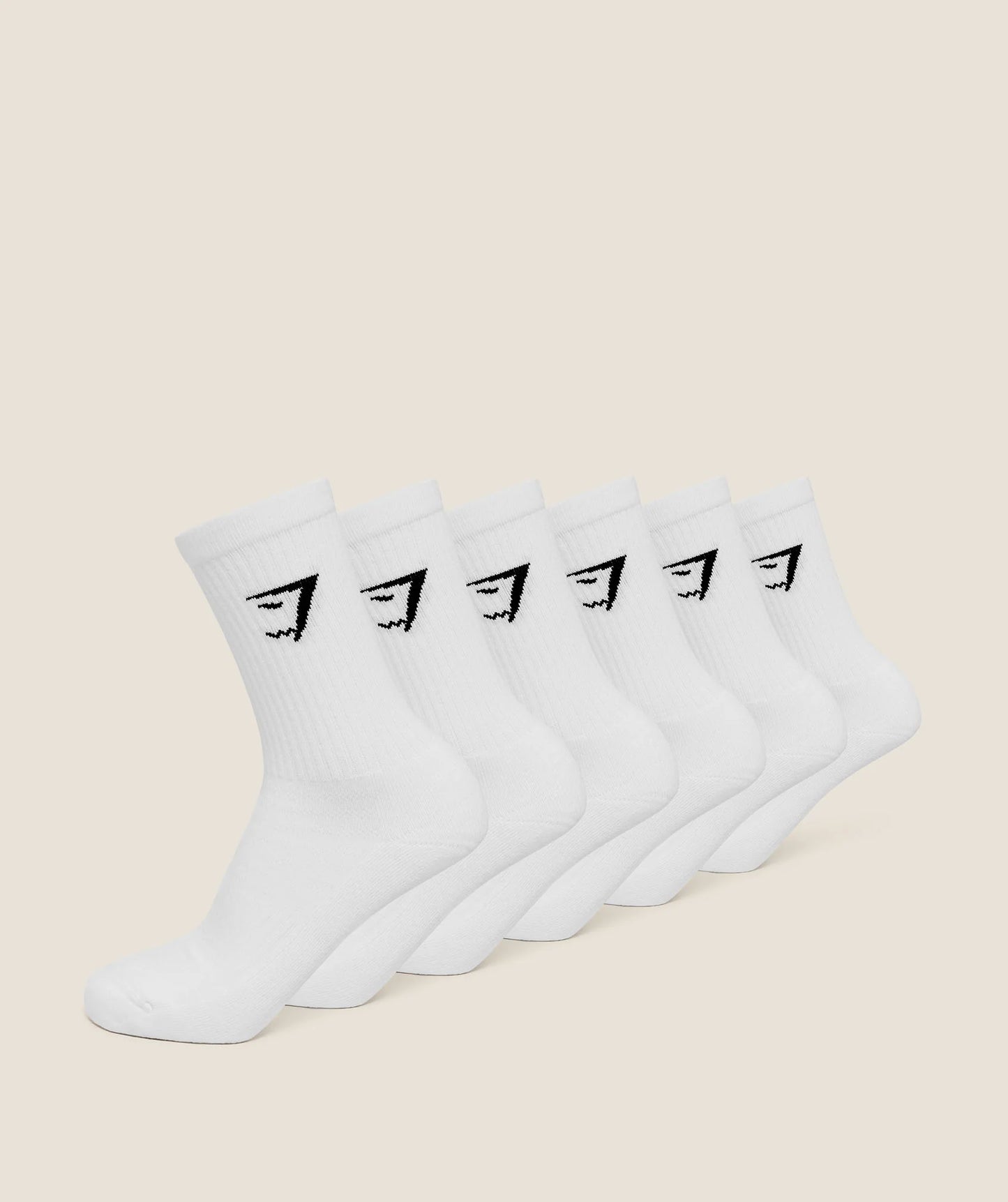 Gymshark Crew Socks 6pk — GS White M