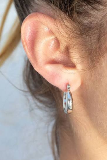 BRANDY THICK SILVER HOOP EARRINGS