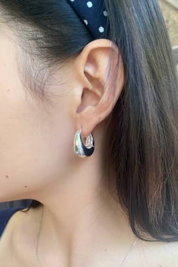 BRANDY THICK SILVER HOOP EARRINGS