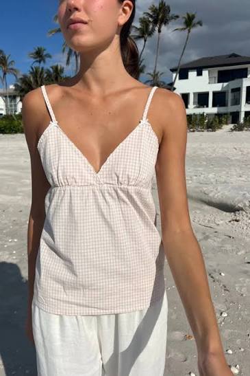 BRANDY Edith Checkered Tank - Pink