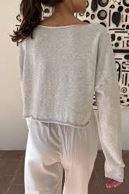 BRANDY MELVILLE Cameron Cropped Sweater- LIGHT GRAY