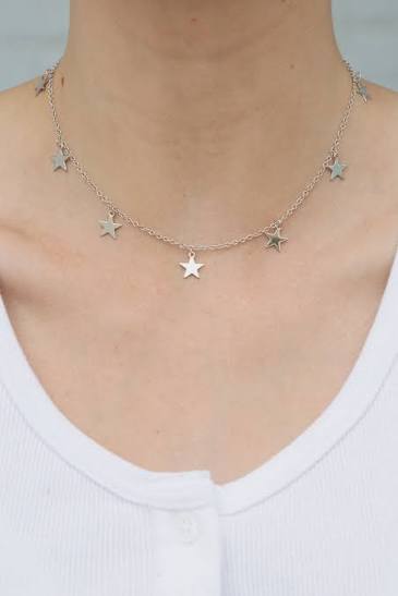 BRANDY Silver Stars Charm Necklace