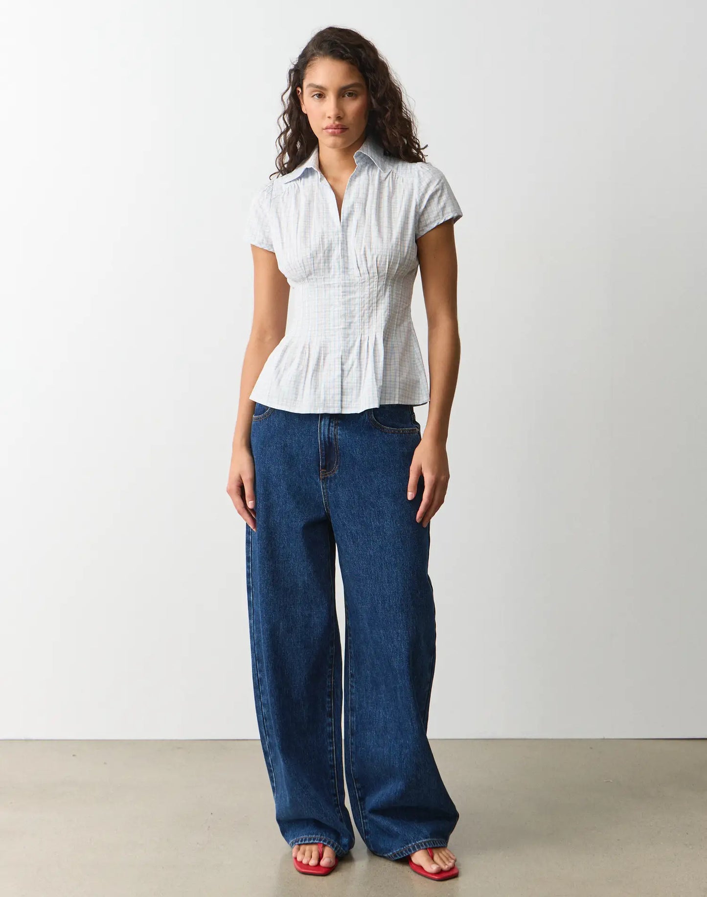 GLASSONS Pintuck Cap Sleeve Blouse