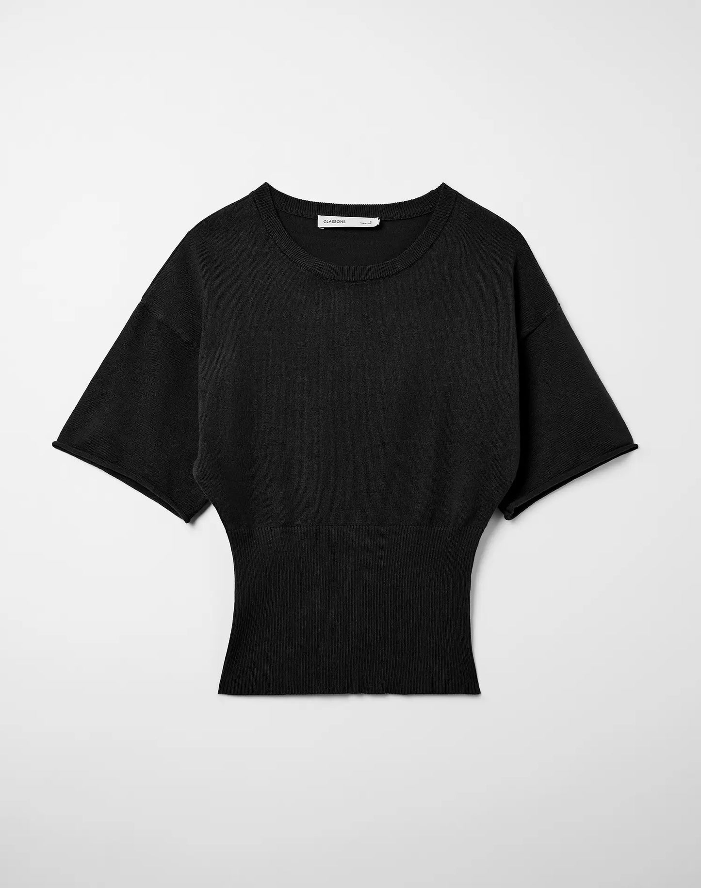 GLASSONS Short Sleeve Rib Waist Knit Top