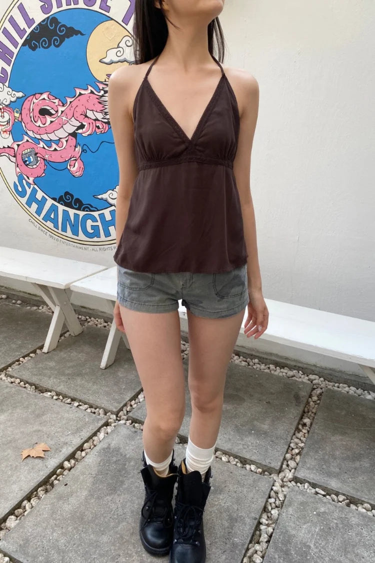 BRANDY Edith Halter Tank - Dark Brown