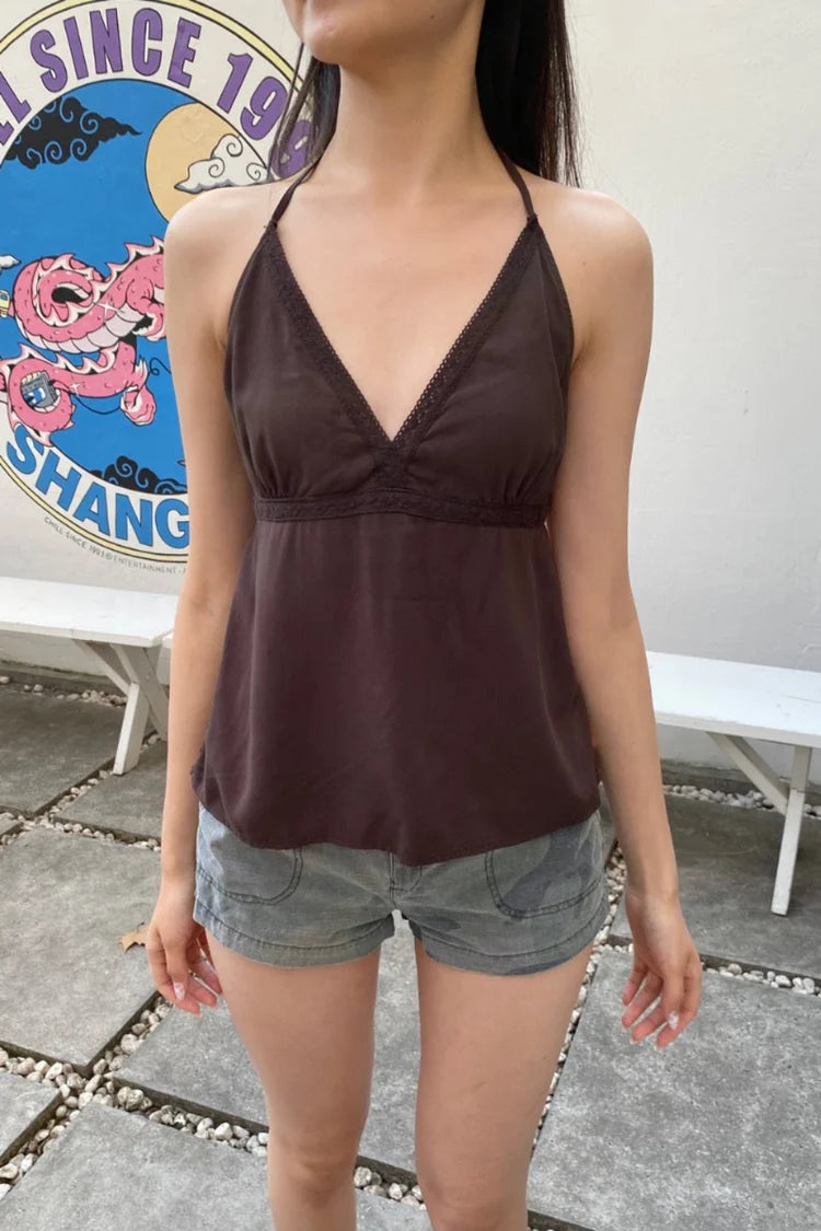 BRANDY Edith Halter Tank - Dark Brown