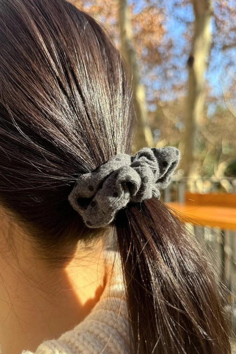 BRANDY Polka Dot Scrunchie  -DARK GREY