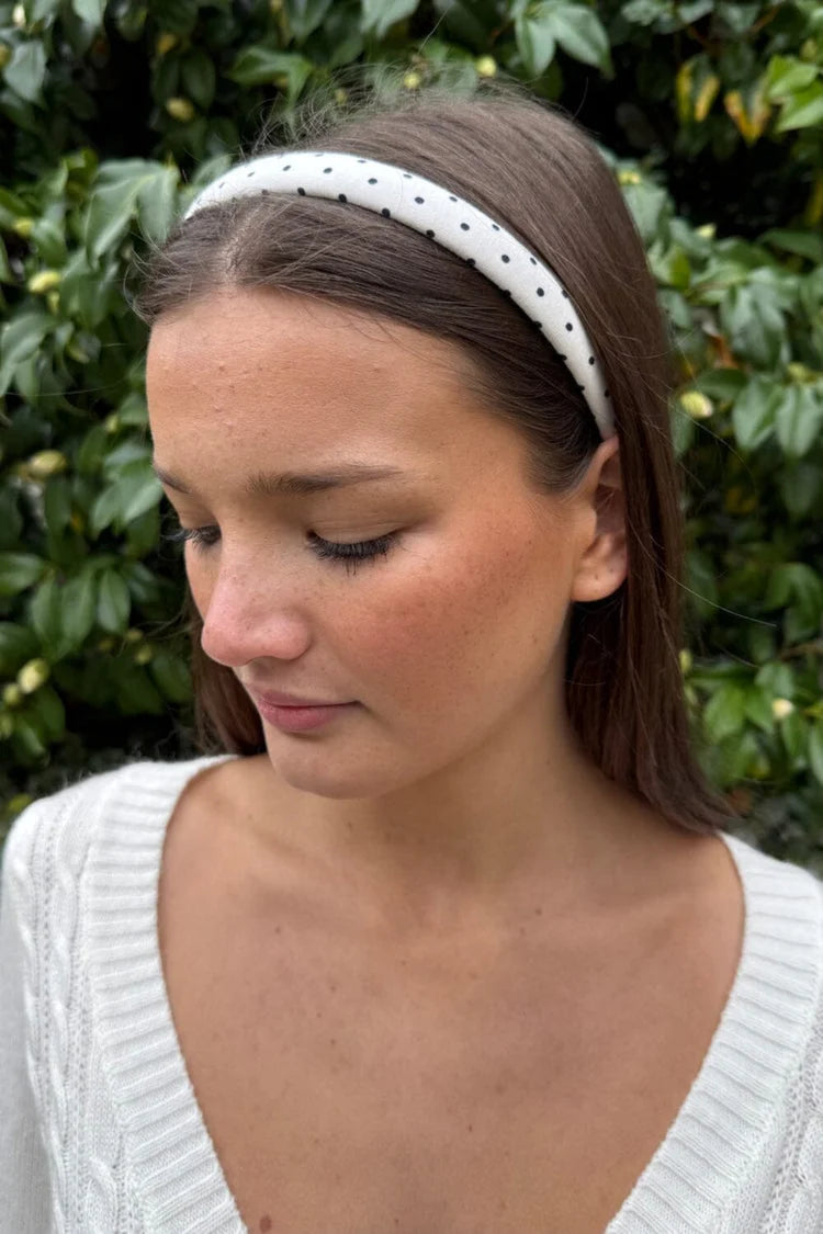 BRANDY Polka Dot Headband  -WHITE / BLACK DOTS