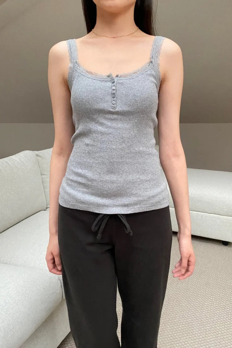 BRANDY Amaya Lace Tank  -CEMENT GREY