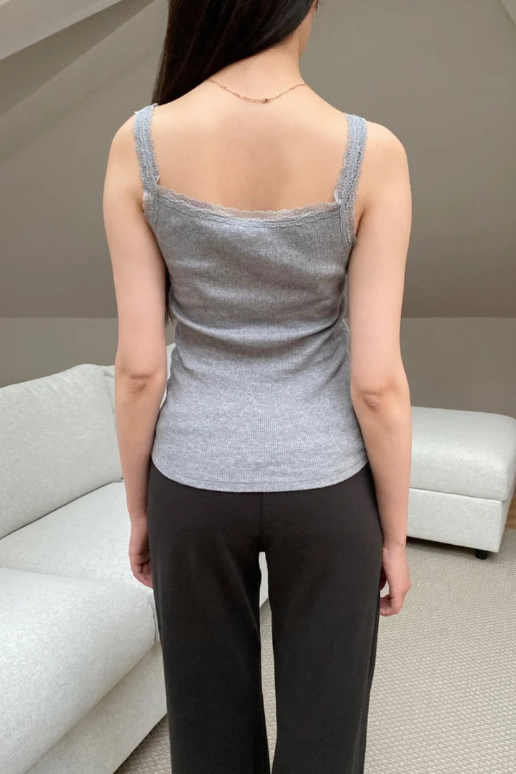 BRANDY Amaya Lace Tank  -CEMENT GREY