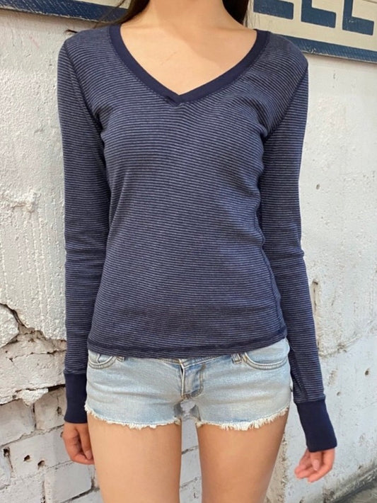 BRANDY Tania V-Neck Top- NAVY