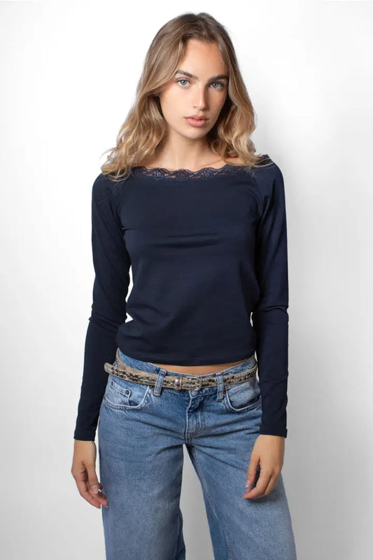 SUBDUED Navy Long Sleeve Top