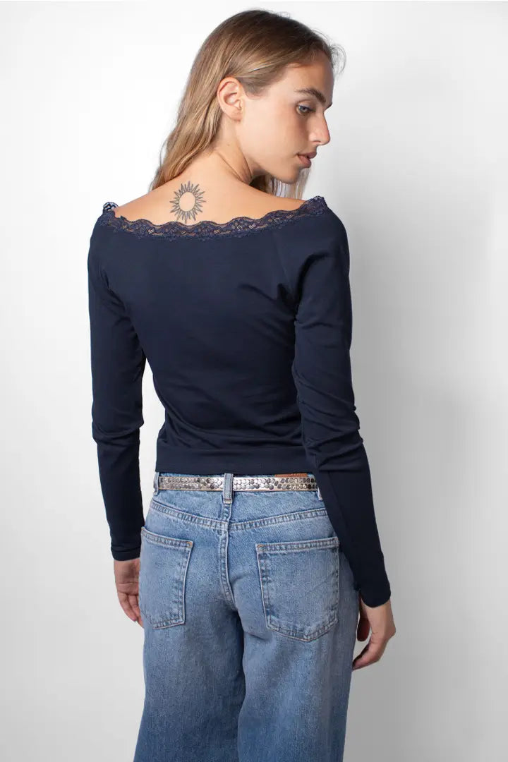 SUBDUED Navy Long Sleeve Top